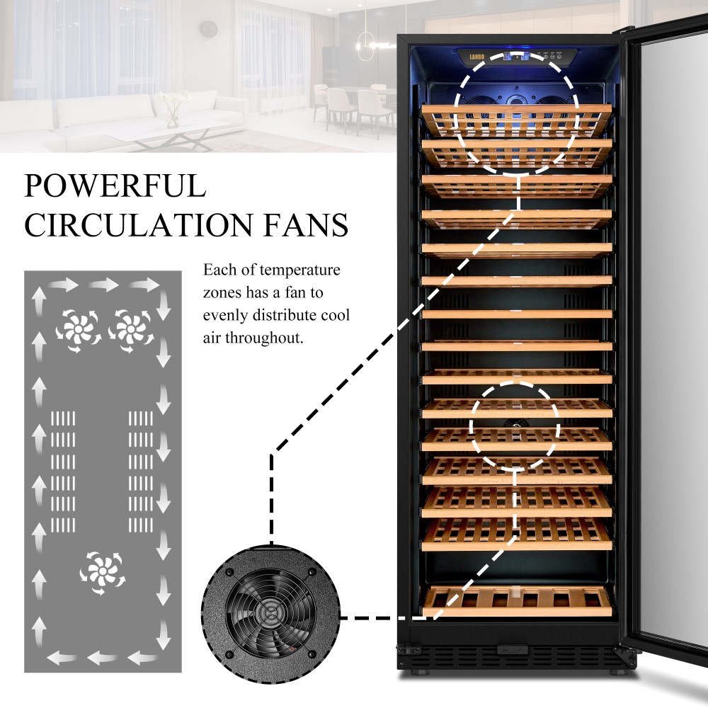 LANBO Wine Chiller, 149 Bottle Single Zone Red Wine Cellar Fridge Built